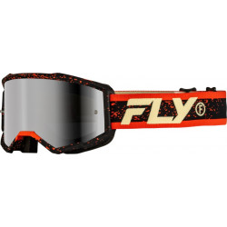 Μάσκα μηχανής motocross FLY RACING Zone Black/Red/Cream - Silver Mirror/Smoke Lens 2025