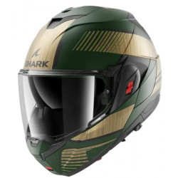 Κράνος μηχανής SHARK OXO SIKTER MAT Green/Chrome/Gold FLIP-UP