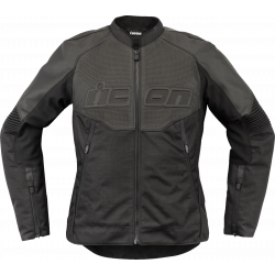 Γυναικείο μπουφάν μηχανής ICON Overlord3™ CE Leather BLACK