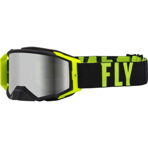 Μάσκα μηχανής motocross FLY RACING Zone Pro Black/Hi-Vis - Silver Mirror/Smoke Lens