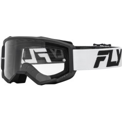 Μάσκα μηχανής motocross FLY RACING Focus 24 White/Black - Clear Lens