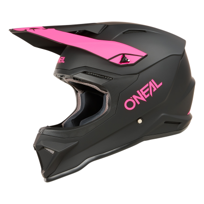 Κράνος μηχανής motocross O'NEAL 1SERIES SOLID ΜΑΥΡΟ/ΡΟΖ V.24