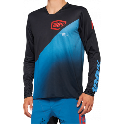 Μπλούζα ποδηλασίας 100% R-CORE X LS BLACK/BLUE/RED
