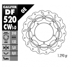 Δισκόπλακα μοτοσυκλέτας πίσω Galfer WAVE DISC FLOATING COMPLETE LEFT 310X5MM DF520CWI