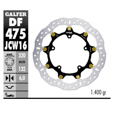Δισκόπλακα μοτοσυκλέτας πίσω Galfer WAVE FLOATING RACING 320x5mm DF475JCW160G03 Δισκόπλακα μοτοσυκλέτας πίσω Galfer WAVE FLOATING RACING 320x5mm DF475JCW160G03