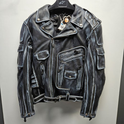Δερμάτινο μπουφάν μηχανής CHOPPER BLACK/GREY Δερμάτινο μπουφάν μηχανής CHOPPER BLACK/GREY