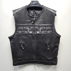 Δερμάτινο γιλέκο μηχανής SKULL BLACK