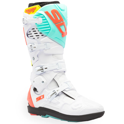 Μπότες μηχανής motocross SIDI CROSSFIRE 3 SRS WHITE/FLUO MINT/CORAL Μπότες μηχανής motocross SIDI CROSSFIRE 3 SRS WHITE/FLUO MINT/CORAL