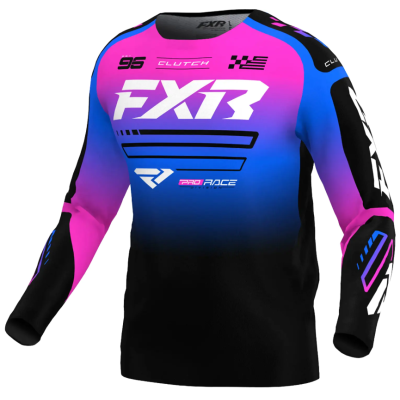 Παιδική μπλούζα motocross FXR CLUTCH MX25 BLACK/BLUE/PINK