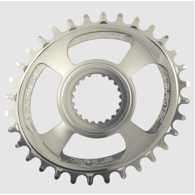 Δίσκος ποδηλάτου BURGTEC Oval Shimano Direct Mount Thick Thin Chainring - 32T - Rhodium Silver