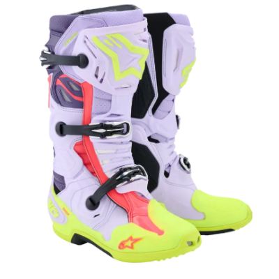 Μπότες μηχανής ALPINESTARS TECH 10 S-VENTED PURPLE/YELLOW/DIVA PINK