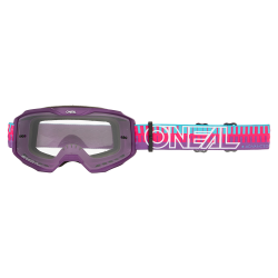 Μάσκα μηχανής motocross O'NEAL B-10 STRIPED PINK/PURPLE - CLEAR 