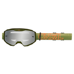 Μάσκα μηχανής motocross O'NEAL B-10 STRIPED GREEN/ORANGE - SILVER MIRROR