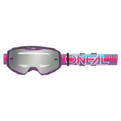 Παιδική μάσκα motocross O'NEAL B-10 STRIPED PINK/PURPLE - SILVER MIRROR