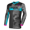 Γυναικεία μπλούζα motocross O`NEAL ELEMENT ROLLER BLACK/CYAN