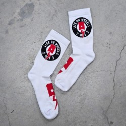 Κάλτσες ποδηλασίας Life on Wheels WHITE/RED Κάλτσες ποδηλασίας Life on Wheels WHITE/RED