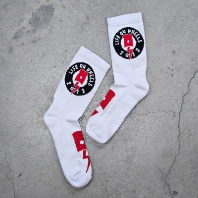 Κάλτσες ποδηλασίας Life on Wheels WHITE/RED  