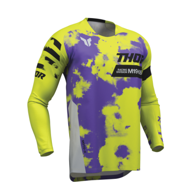 Μπλούζα motocross THOR LAUNCHMODE BLEACH GRAY/ACID