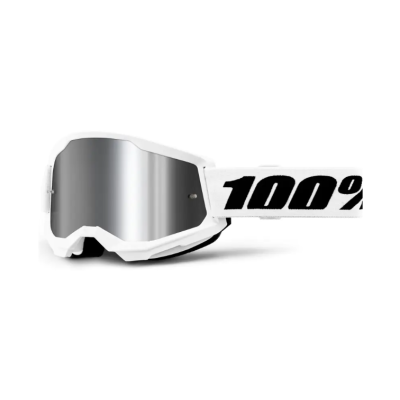 Μάσκα motocross 100% STRATA2 WHITE SILVER MIRROR 