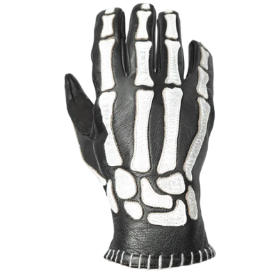Γάντια μηχανής JOHN DOE SKELETOR LEATHER BLACK/WHITE