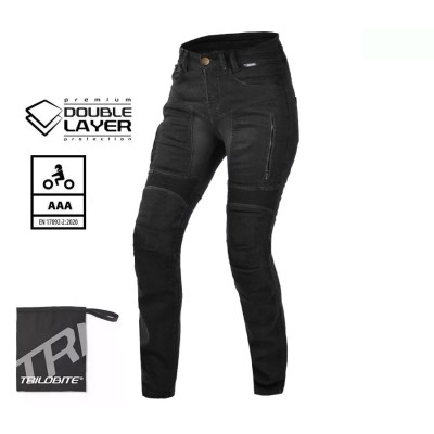 Γυναικείο παντελόνι μηχανής TRILOBITE PARADO DOUBLELAYER SLIM FIT BLACK LEVEL 2
