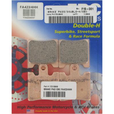 Τακάκια μοτοσυκλέτας EBC SINTERED HH FA423/4HH