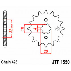 Γρανάζι κίνησης εμπρός JT Sprockets JTF1550.15