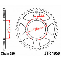 Γρανάζι πίσω κίνησης JT Sprockets JTR1950.48