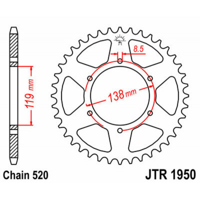 Γρανάζι πίσω κίνησης JT Sprockets JTR1950.48