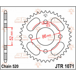 Γρανάζι πίσω κίνησης JT Sprockets JTR1071.30