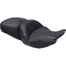 Σέλα super touring DLX μονοκόμματη gun metal gray thread MUSTANG SEATS 89411GM
