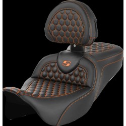 Κάθισμα RoadSofa - Honeycomb - πορτοκαλί ραφή - με πλάτη SADDLEMEN 808-07B-189B3