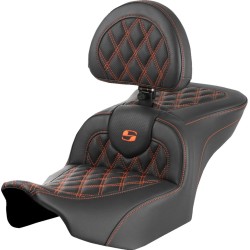 Σέλα RoadSofa - με πλάτη - Lattice Stitch - πορτοκαλί ραφή SADDLEMEN 823-07-182B3