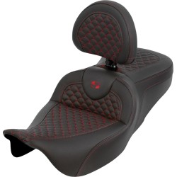 Σέλα Roadsofa - Dragon Scale Stitch - κόκκινη ραφή - με πλάτη SADDLEMEN 808-07B-208B4 Σέλα Roadsofa - Dragon Scale Stitch - κόκκινη ραφή - με πλάτη SADDLEMEN 808-07B-208B4