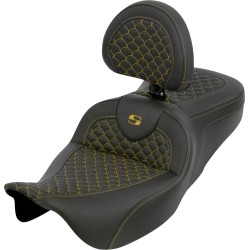 Κάθισμα Roadsofa - Dragon Scale Stitch - χρυσή ραφή - με πλάτη SADDLEMEN 808-07B-208B7 Κάθισμα Roadsofa - Dragon Scale Stitch - χρυσή ραφή - με πλάτη SADDLEMEN 808-07B-208B7
