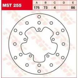 Πίσω δισκόπλακα μοτοσυκλέτας TRW-LUCAS MST255 Πίσω δισκόπλακα μοτοσυκλέτας TRW-LUCAS MST255