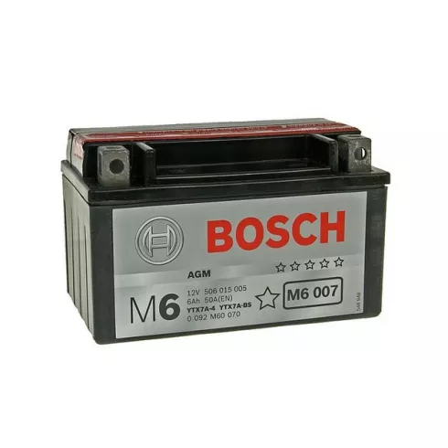 Μπαταρία μοτοσυκλέτας BOSCH М6 6 Ah, 12 V, YTX7A-BS Μπαταρία μοτοσυκλέτας BOSCH М6 6 Ah, 12 V, YTX7A-BS