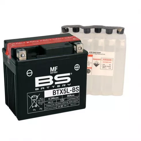 Μπαταρία μοτοσυκλέτας BS 12V - BTX5L-BS Μπαταρία μοτοσυκλέτας BS 12V - BTX5L-BS
