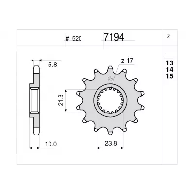 Γρανάζι κίνησης εμπρός TROFEO 367194Z13 Γρανάζι κίνησης εμπρός TROFEO 367194Z13
