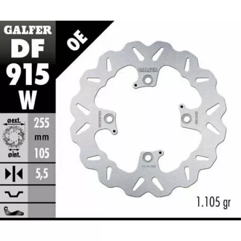 Πίσω δισκόπλακα μοτοσυκλέτας Galfer WAVE FIXED 255x5,5mm DF915W Πίσω δισκόπλακα μοτοσυκλέτας Galfer WAVE FIXED 255x5,5mm DF915W