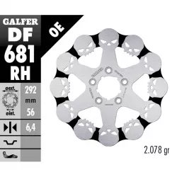 Πίσω δισκόπλακα μοτοσυκλέτας Galfer WAVE SKULL DESIGN FIXED 292x6.4mm DF681RH