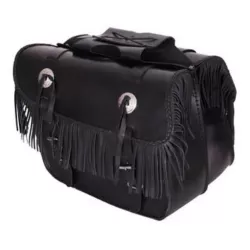 Πλαϊνές δερμάτινες βαλίτσα μηχανής ADRENALINE FRINGES ΜΑΥΡΟ