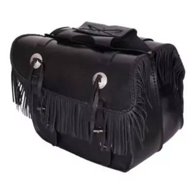 Πλαϊνές δερμάτινες βαλίτσα μηχανής ADRENALINE FRINGES ΜΑΥΡΟ