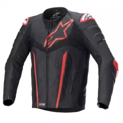 Δερμάτινο μπουφάν μηχανής ALPINESTARS FUSION BLACK/FLUO RED