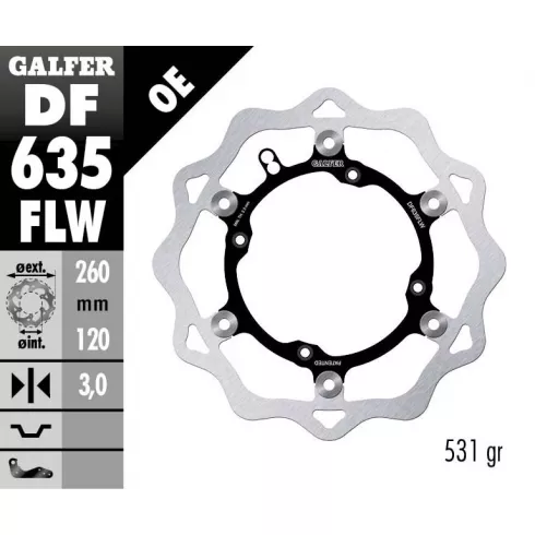Δισκόπλακα μοτοσυκλέτας εμπρός GALFER πλευστή DF635FLW Δισκόπλακα μοτοσυκλέτας εμπρός GALFER πλευστή DF635FLW