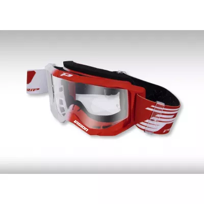 Μάσκα μηχανής motocross PROGRIP 3300 ΑΣΠΡΟ/ΚΟΚΚΙΝΟ CLEAR