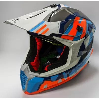 Κράνος μηχανής motocross MT FALCON ARYA A7 GLOSS BLUE/ORANGE