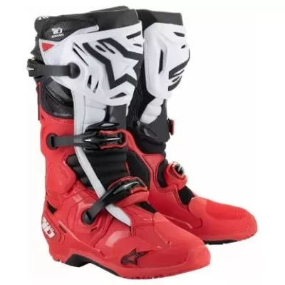 Μπότες μηχανής motocross ALPINESTARS TECH 10 ENDURO BRIGHT RED/BLACK/WHITE