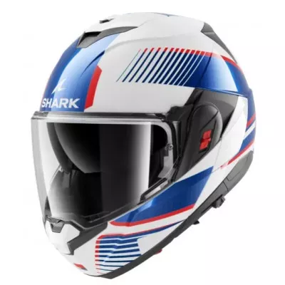 Κράνος μηχανής SHARK OXO SIKTER White/Chrome/Blue FLIP-UP