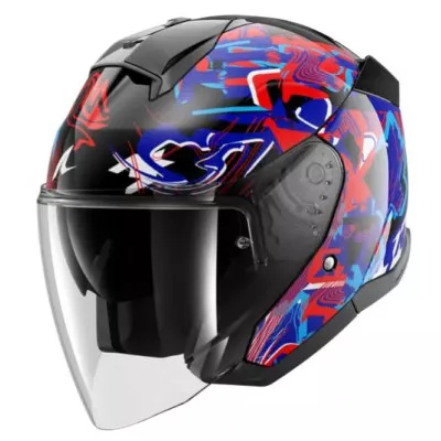 Κράνος μηχανής SHARK SKWAL JET PRANZ Mat Black/Blue/Red